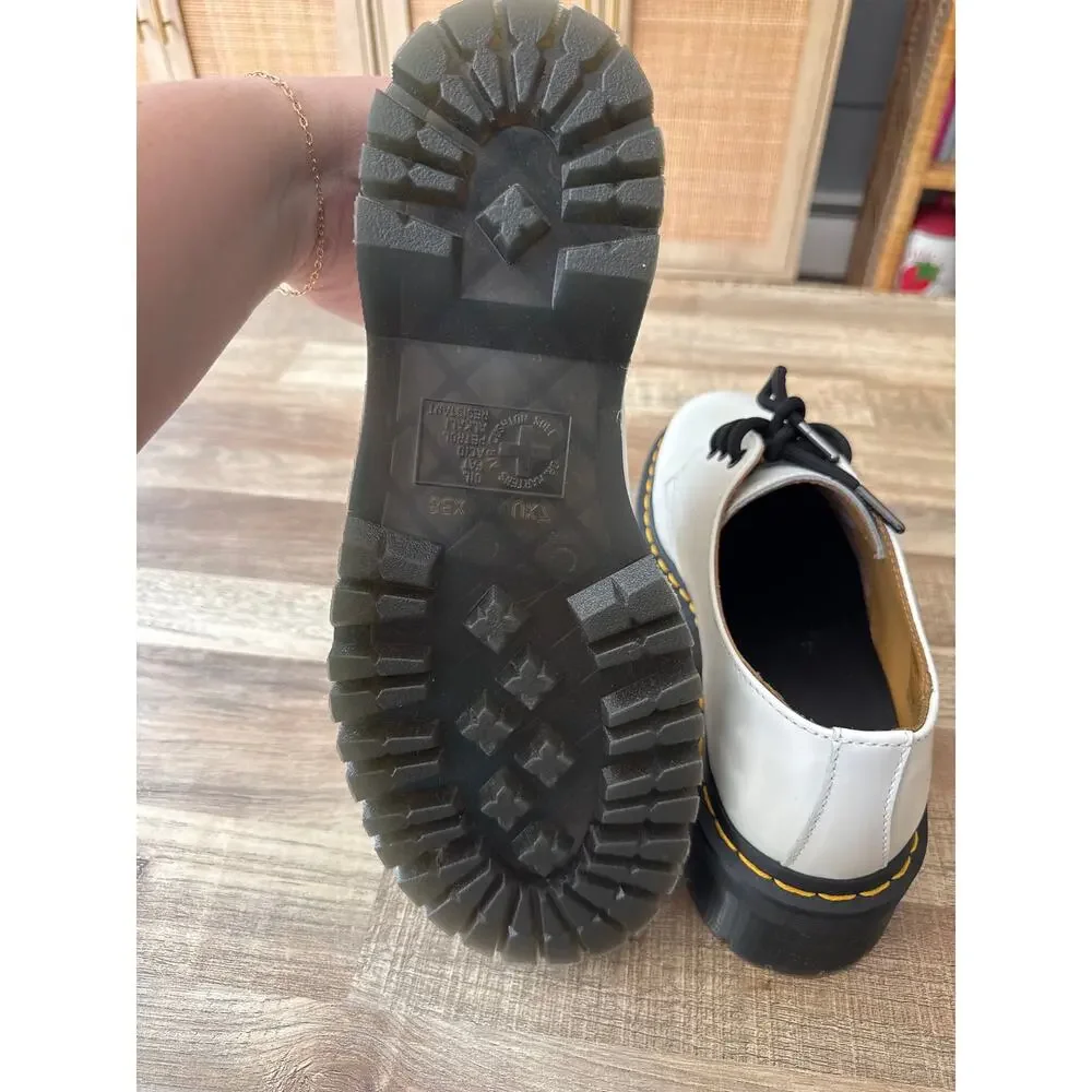 Dr. Martens 1461 Quad Retro White Leather Platform Shoes size W9|M8